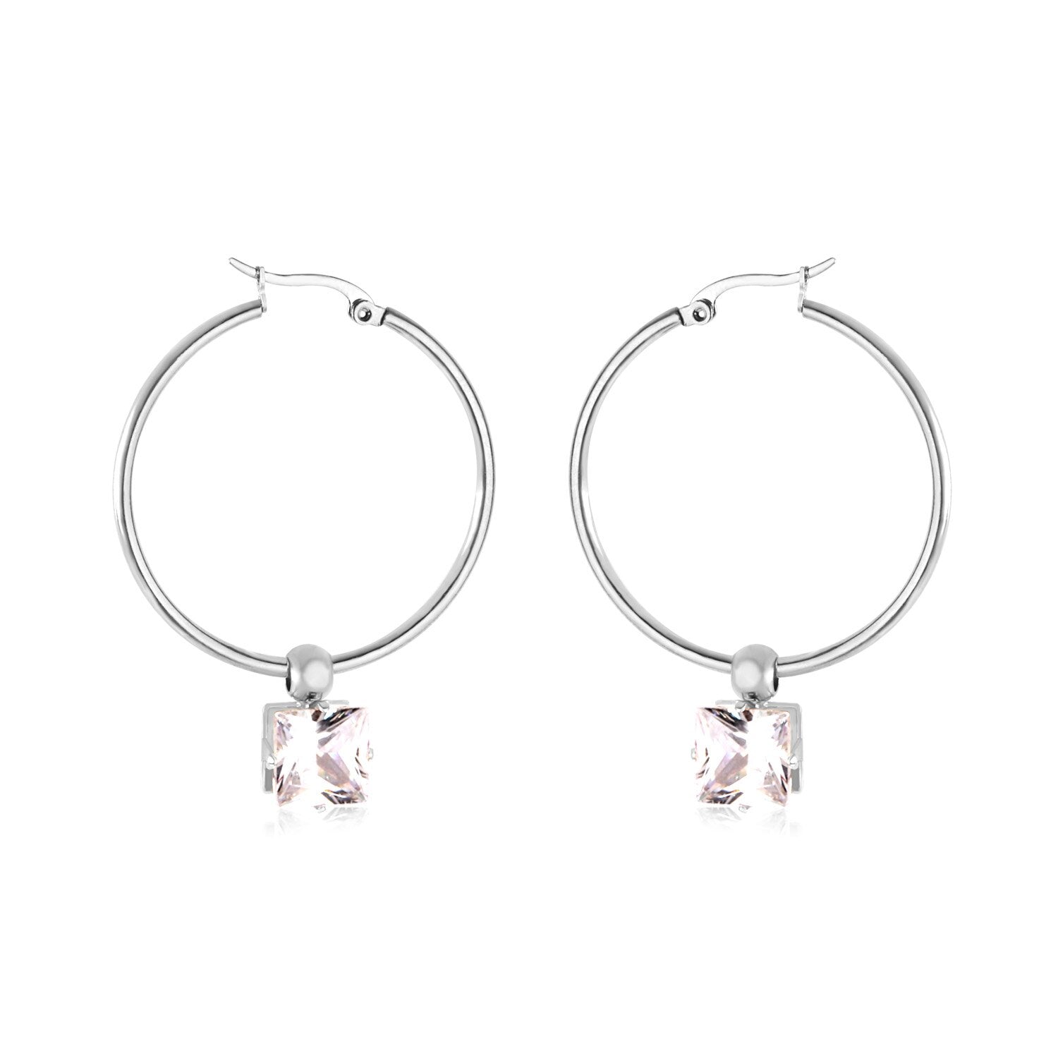 ASON Round Ear Hoop Earring With Cubic Zirconia Classic Style 2022 Stainless Steel Circle Earring Fashion Jewelry Party asonjewelry